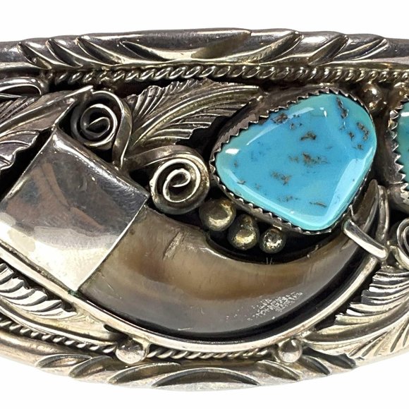 Signed Sterling & Turquoise Bracelet - Picture 4 of 9